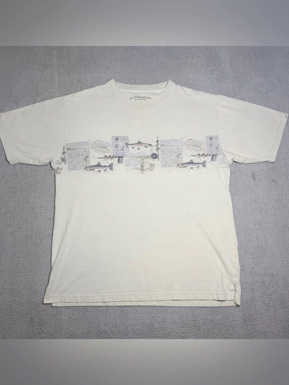 Clearwater Outfitters Fishing Shirt Mens Large Fly Fishing Trout Chest Graphic